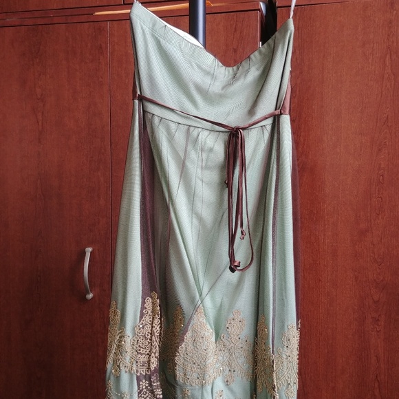 GREEN/BROWN BEADED/SEQUIN SUMMER DRESS BY TEEZE ME SIZE M - Picture 9 of 10